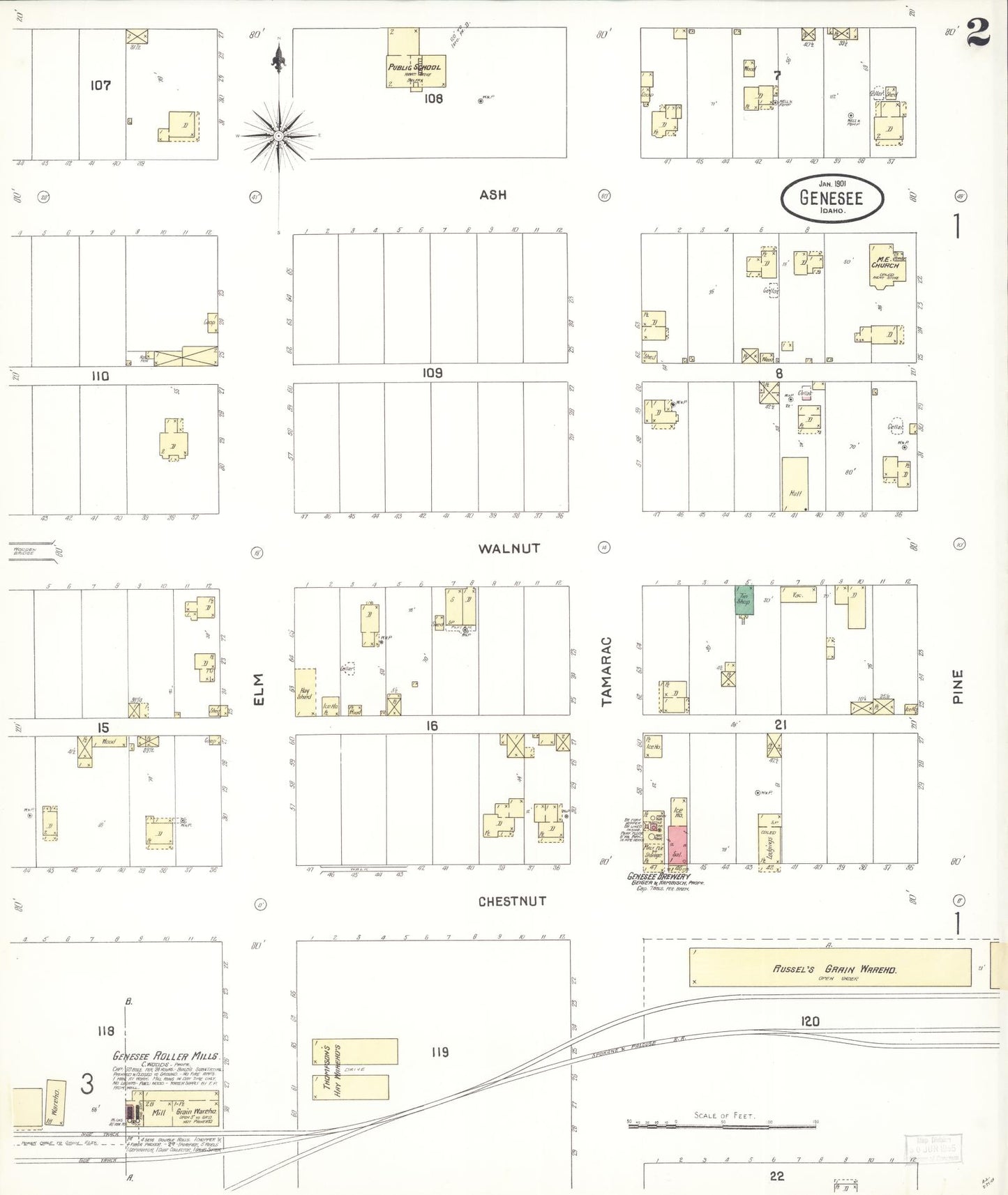 Sanborn Fire Insurance Map from Genesee, Latah County, Idaho (1901), Sheet #0002 - Historic Sanborn Fire Insurance Map Print, vintage old map wall art, antique decor, genealogy gift, Idaho Idaho map