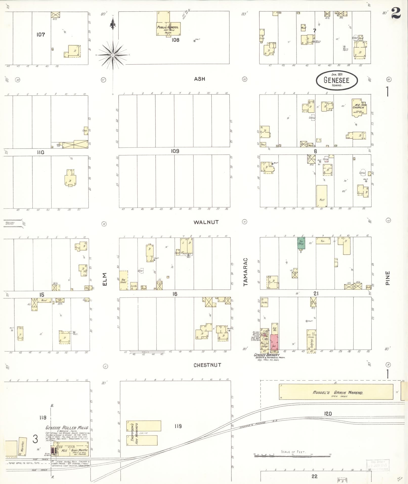 Sanborn Fire Insurance Map from Genesee, Latah County, Idaho (1901), Sheet #0002 - Historic Sanborn Fire Insurance Map Print, vintage old map wall art, antique decor, genealogy gift, Idaho Idaho map