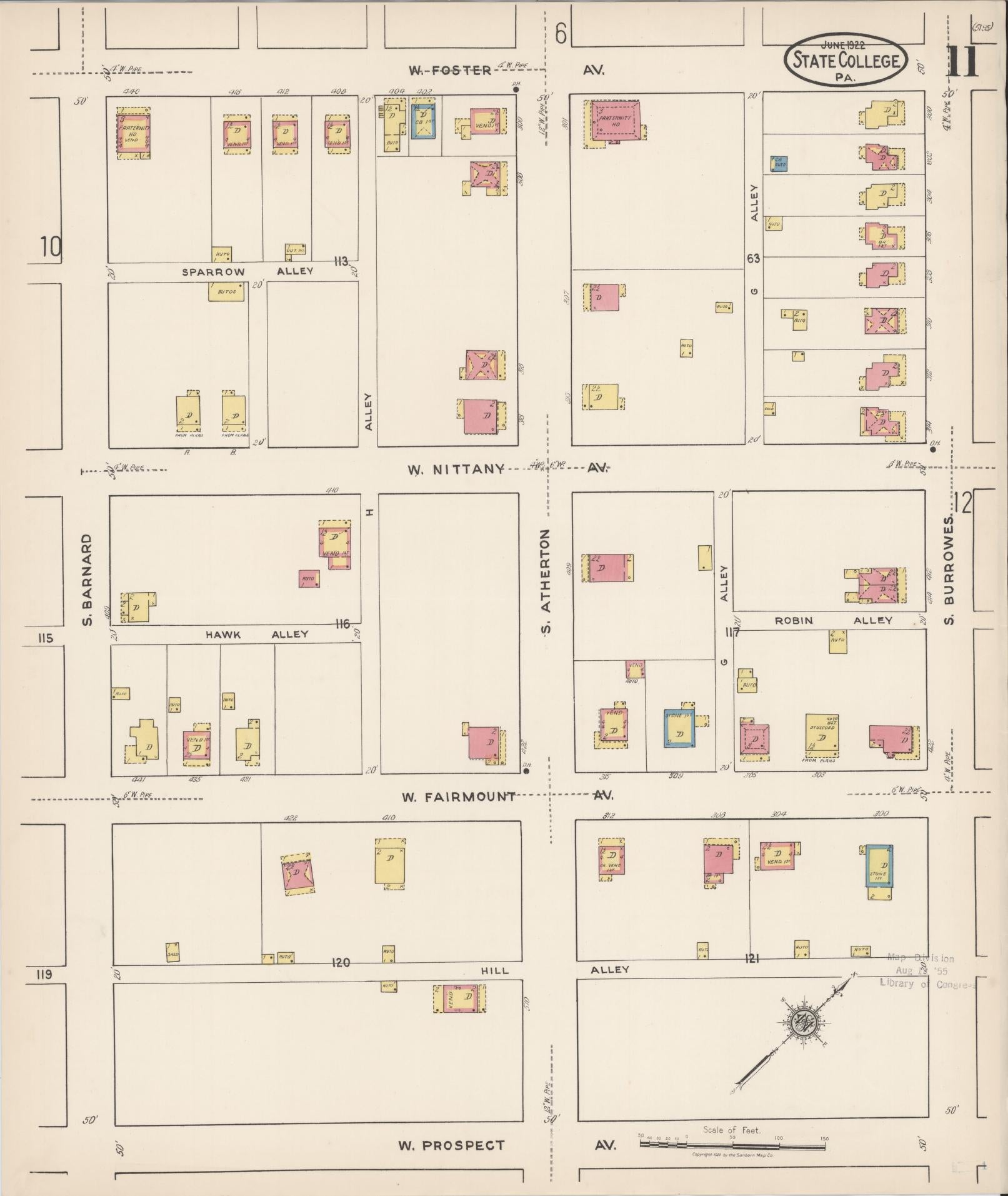 Sanborn Fire Insurance Map from State College, Centre County, Pennsylvania (1922), Sheet #0011 - Complete Map Set gallery image, historic Sanborn map, vintage wall art, Pennsylvania Pennsylvania