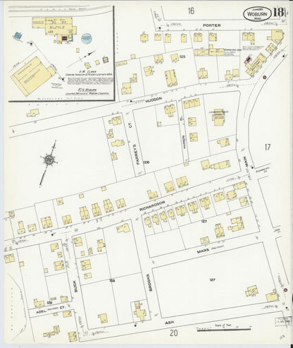 Sanborn Fire Insurance Map from Woburn, Middlesex County, Massachusetts (1910), Sheet #0018 - Complete Map Set gallery image, historic Sanborn map, vintage wall art, Massachusetts Massachusetts