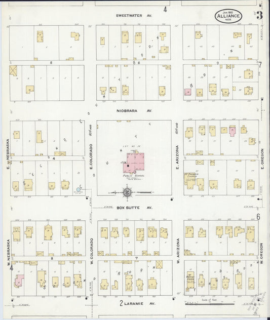 Sanborn Fire Insurance Map from Alliance, Box Butte County, Nebraska (1910), Sheet #0003 - Historic Sanborn Fire Insurance Map Print, vintage old map wall art, antique decor, genealogy gift, Nebraska Nebraska map