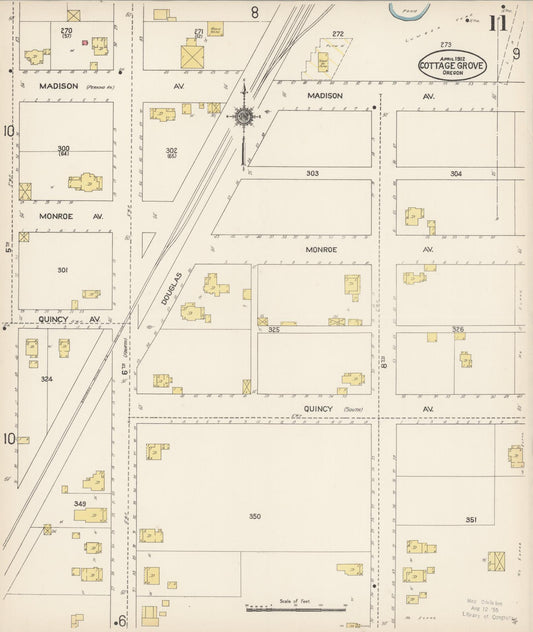 Sanborn Fire Insurance Map from Cottage Grove, Lane County, Oregon (1912), Sheet #0011 - Historic Sanborn Fire Insurance Map Print, vintage old map wall art, antique decor, genealogy gift, Oregon Oregon map