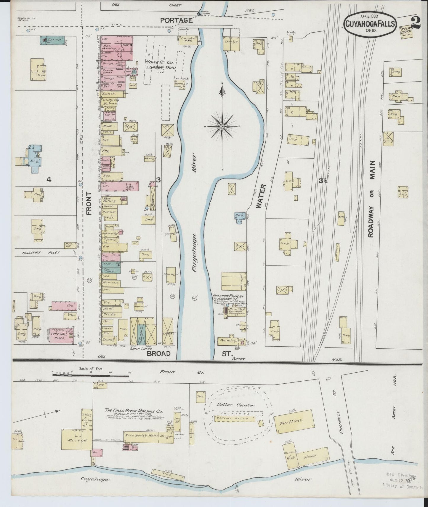 Sanborn Fire Insurance Map from Cuyahoga Falls, Summit County, Ohio (1889), Sheet #0002 - Complete Map Set gallery image, historic Sanborn map, vintage wall art, Ohio Ohio