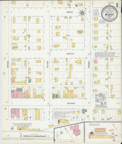 Sanborn Fire Insurance Map from Wisner, Cuming County, Nebraska (1904), Sheet #0001 - Complete Map Set gallery image, historic Sanborn map, vintage wall art, Nebraska Nebraska