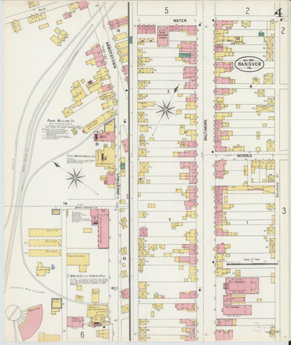 Sanborn Fire Insurance Map from Hanover, York County, Pennsylvania (1902), Sheet #0004 - Historic Sanborn Fire Insurance Map Print, vintage old map wall art, antique decor, genealogy gift, Pennsylvania Pennsylvania map