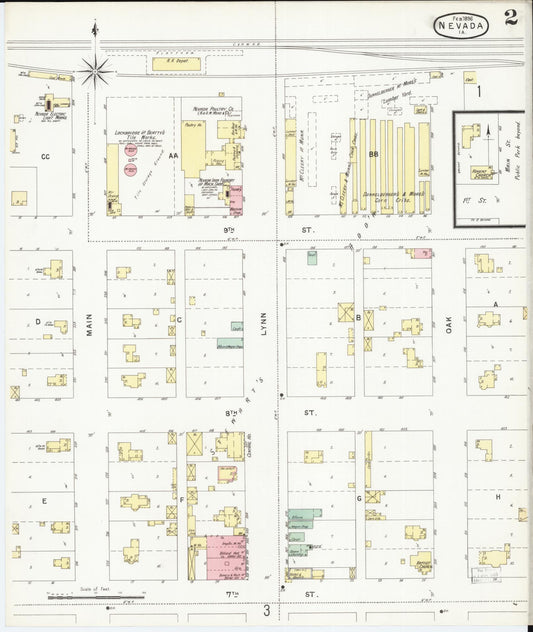 Sanborn Fire Insurance Map from Nevada, Story County, Iowa (1896), Sheet #0002 - Historic Sanborn Fire Insurance Map Print, vintage old map wall art, antique decor, genealogy gift, Nevada Nevada map
