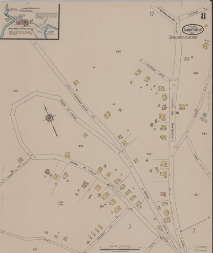 Sanborn Fire Insurance Map from Gainesville, Hall County, Georgia (1922), Sheet #0008 - Complete Map Set gallery image, historic Sanborn map, vintage wall art, Georgia Georgia