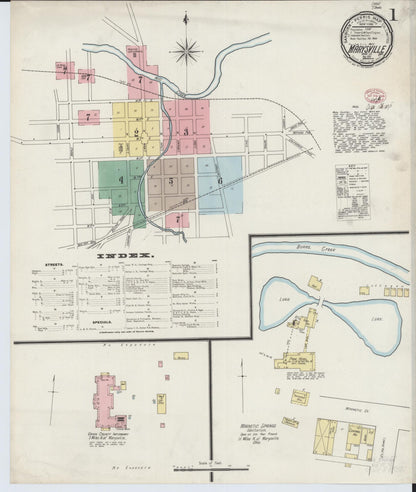 Sanborn Fire Insurance Map from Marysville, Union County, Ohio (1895), Sheet #0001 - Historic Sanborn Fire Insurance Map Print, vintage old map wall art, antique decor, genealogy gift, Ohio Ohio map