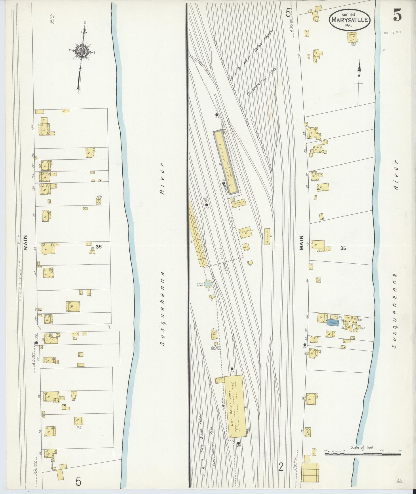 Sanborn Fire Insurance Map from Marysville, Perry County, Pennsylvania (1911), Sheet #0005 - Complete Map Set gallery image, historic Sanborn map, vintage wall art, Pennsylvania Pennsylvania