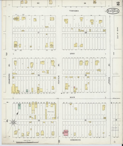 Sanborn Fire Insurance Map from Norman, Cleveland County, Oklahoma (1896), Sheet #0002 - Complete Map Set gallery image, historic Sanborn map, vintage wall art, Oklahoma Oklahoma