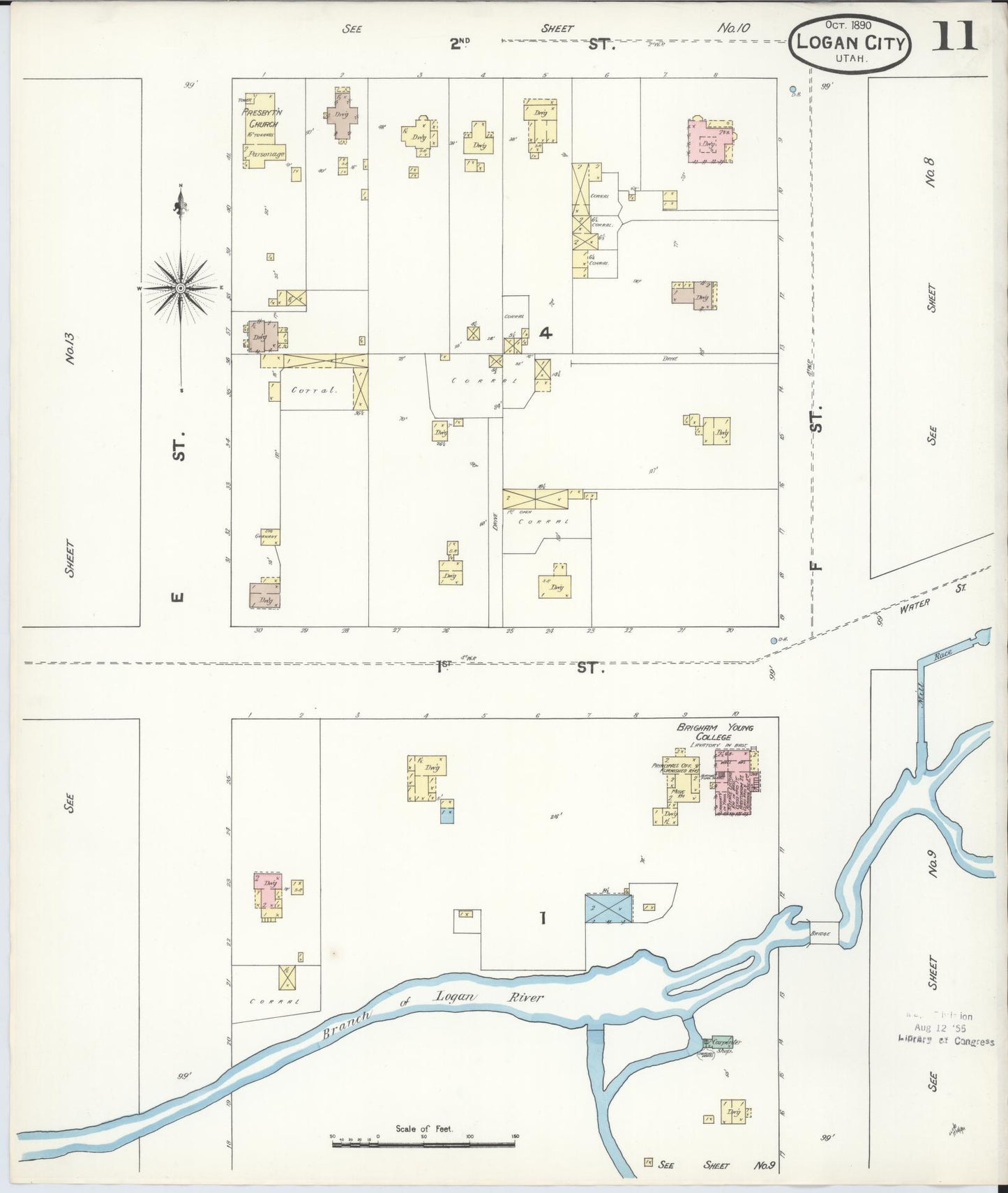 Sanborn Fire Insurance Map from Logan, Cache County, Utah (1890), Sheet #0011 - Complete Map Set gallery image, historic Sanborn map, vintage wall art, Utah Utah