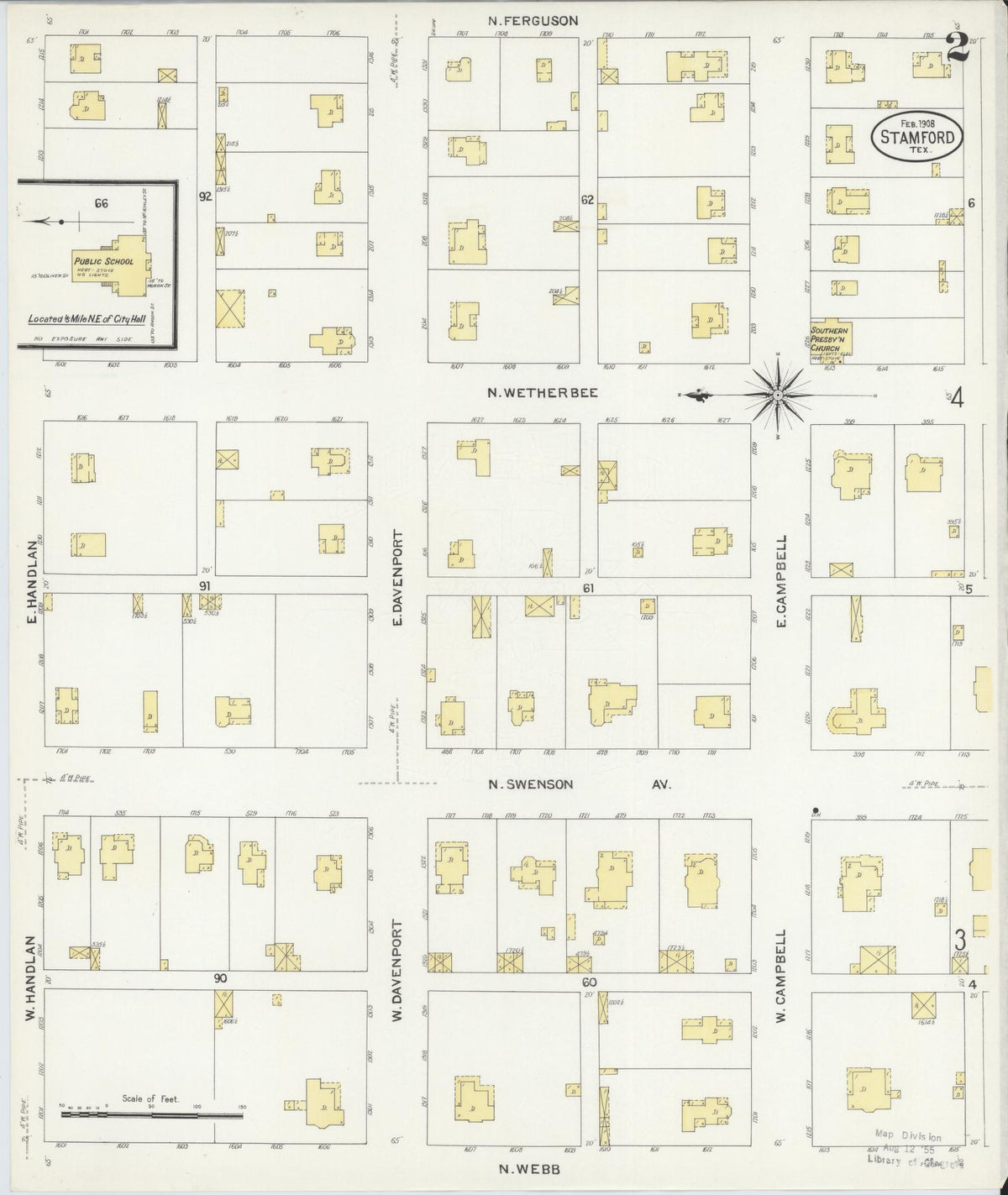 Sanborn Fire Insurance Map from Stamford, Jones County, Texas (1908), Sheet #0002 - Complete Map Set gallery image, historic Sanborn map, vintage wall art, Texas Texas