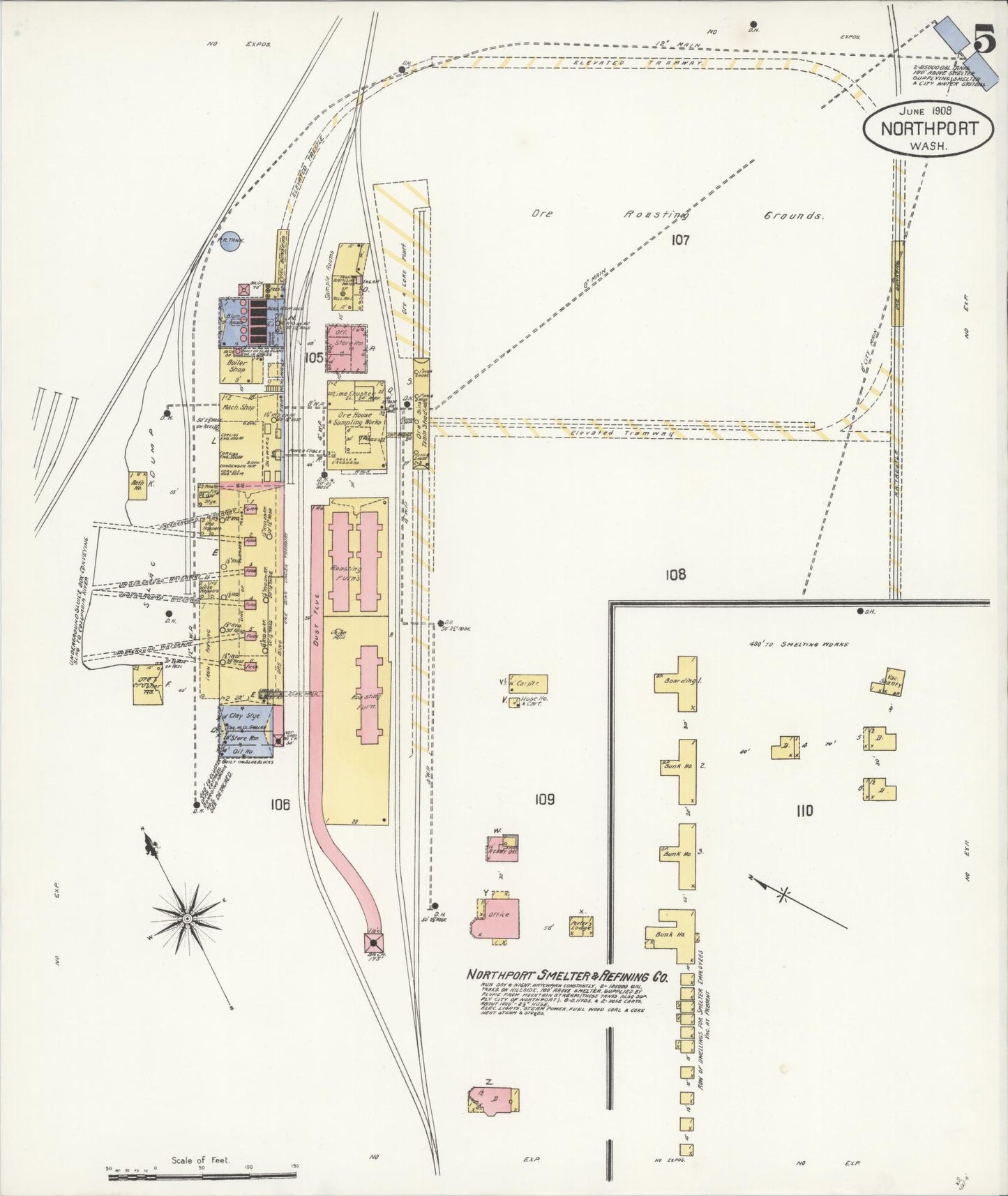 Sanborn Fire Insurance Map from Northport, Stevens County, Washington (1908), Sheet #0005 - Complete Map Set gallery image, historic Sanborn map, vintage wall art, Washington Washington