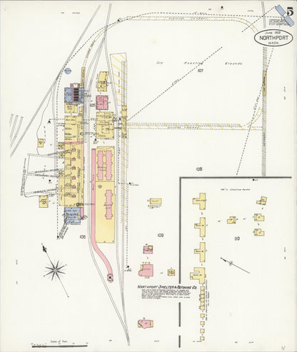 Sanborn Fire Insurance Map from Northport, Stevens County, Washington (1908), Sheet #0005 - Complete Map Set gallery image, historic Sanborn map, vintage wall art, Washington Washington