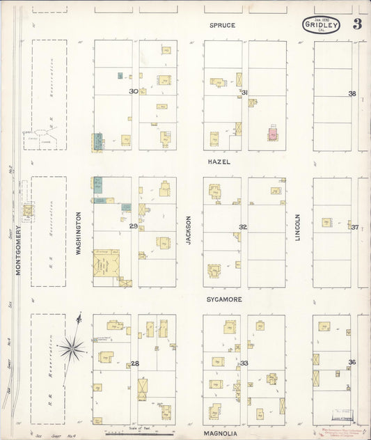Sanborn Fire Insurance Map from Gridley, Butte County, California (1890), Sheet #0003 - Historic Sanborn Fire Insurance Map Print, vintage old map wall art, antique decor, genealogy gift, California California map