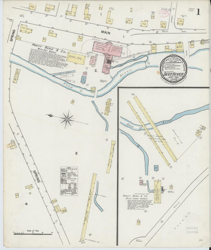 Sanborn Fire Insurance Map from Deep River, Middlesex County, Connecticut (1889), Sheet #0001 - Complete Map Set gallery image, historic Sanborn map, vintage wall art, Connecticut Connecticut