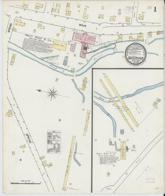 Sanborn Fire Insurance Map from Deep River, Middlesex County, Connecticut (1889), Sheet #0001 - Complete Map Set gallery image, historic Sanborn map, vintage wall art, Connecticut Connecticut