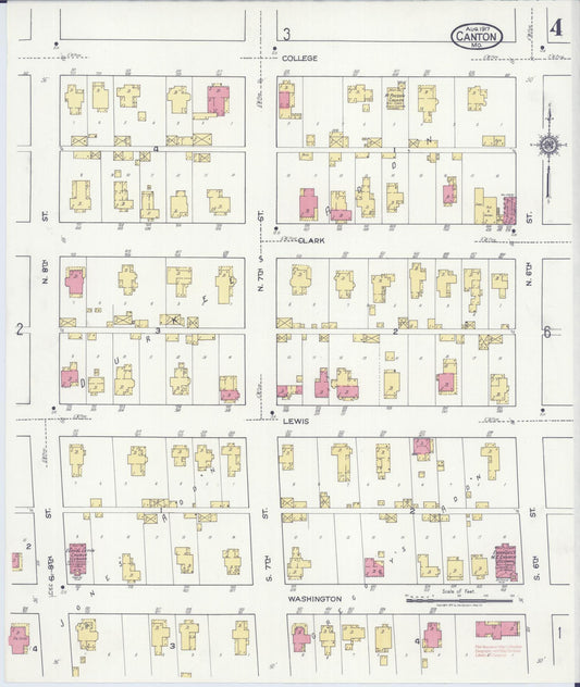 Sanborn Fire Insurance Map from Canton, Lewis County, Missouri (1917), Sheet #0004 - Historic Sanborn Fire Insurance Map Print, vintage old map wall art, antique decor, genealogy gift, Missouri Missouri map