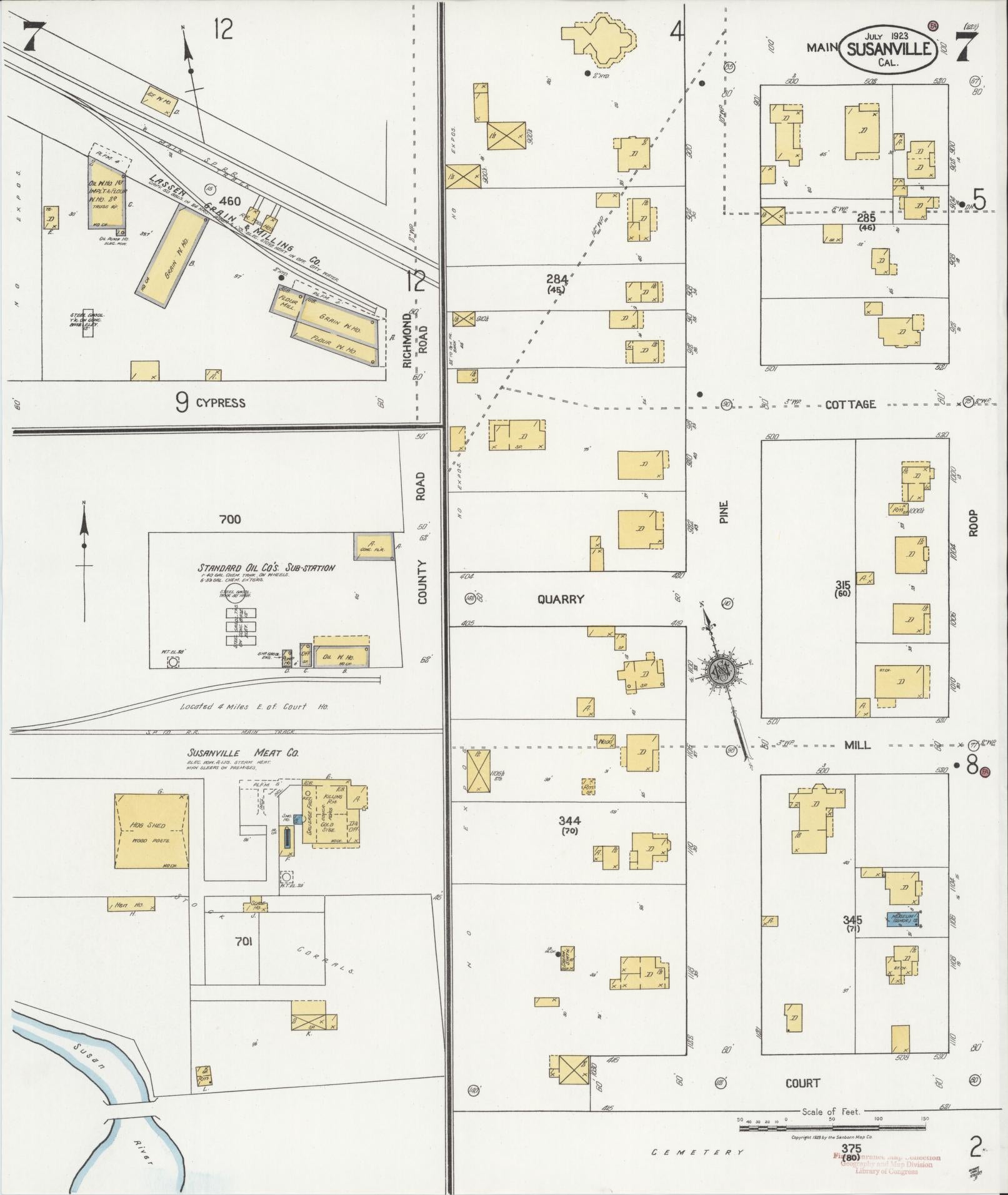 Sanborn Fire Insurance Map from Susanville, Lassen County, California (1923), Sheet #0007 - Complete Map Set gallery image, historic Sanborn map, vintage wall art, California California