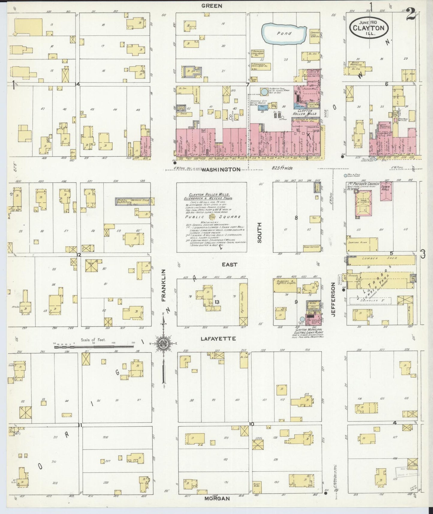 Sanborn Fire Insurance Map from Clayton, Adams County, Illinois (1910), Sheet #0002 - Historic Sanborn Fire Insurance Map Print, vintage old map wall art, antique decor, genealogy gift, Illinois Illinois map