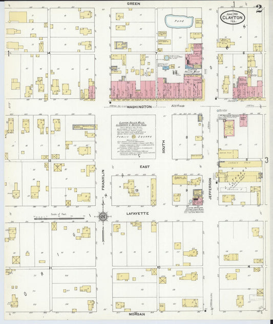 Sanborn Fire Insurance Map from Clayton, Adams County, Illinois (1910), Sheet #0002 - Historic Sanborn Fire Insurance Map Print, vintage old map wall art, antique decor, genealogy gift, Illinois Illinois map