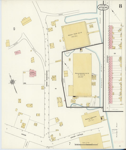 Sanborn Fire Insurance Map from Athens, Greene County, New York (1912), Sheet #0008 - Historic Sanborn Fire Insurance Map Print, vintage old map wall art, antique decor, genealogy gift, New York New York map