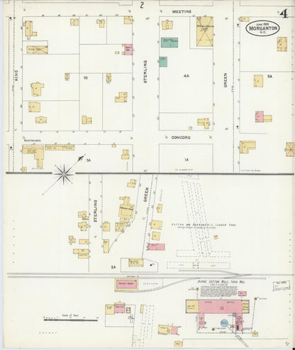 Sanborn Fire Insurance Map from Morganton, Burke County, North Carolina (1905), Sheet #0004 - Complete Map Set gallery image, historic Sanborn map, vintage wall art, North Carolina North Carolina