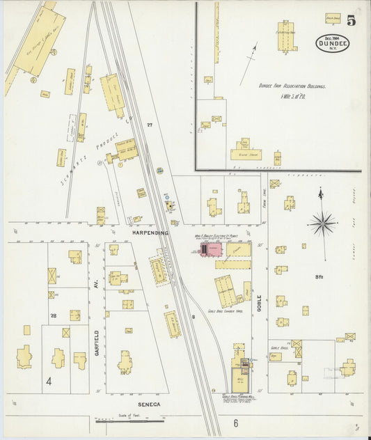 Sanborn Fire Insurance Map from Dundee, Yates County, New York (1904), Sheet #0005 - Historic Sanborn Fire Insurance Map Print, vintage old map wall art, antique decor, genealogy gift, New York New York map