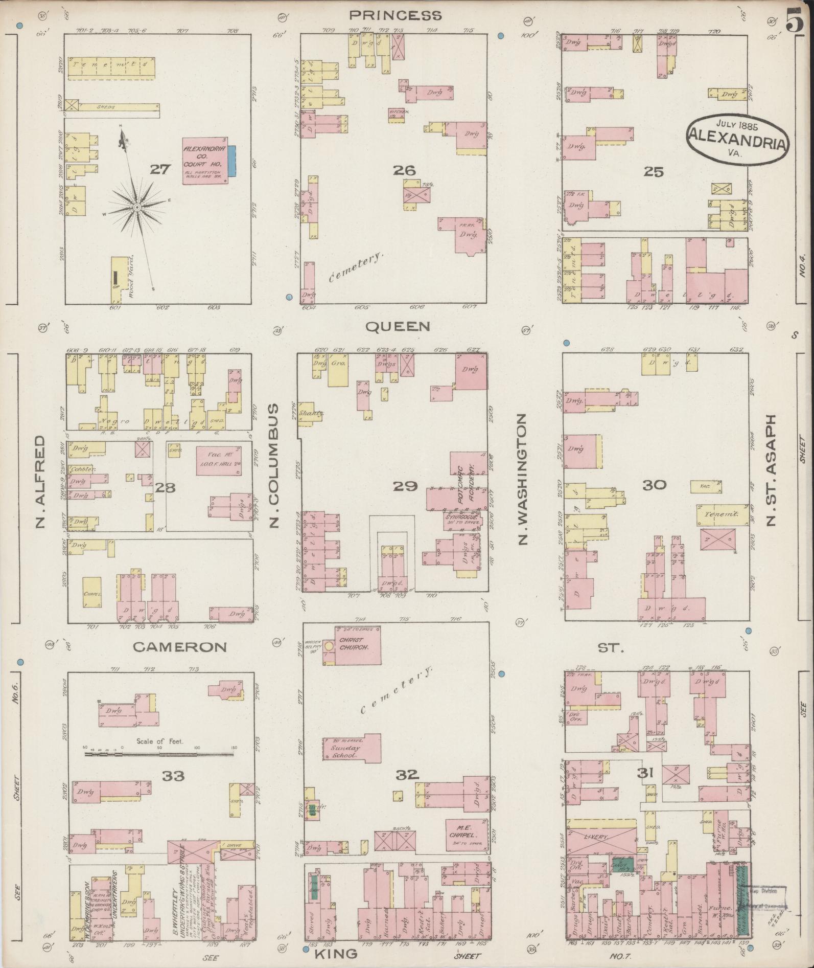 Sanborn Fire Insurance Map from Alexandria, Independent Cities, Virginia (1885), Sheet #0005 - Complete Map Set gallery image, historic Sanborn map, vintage wall art, Virginia Virginia