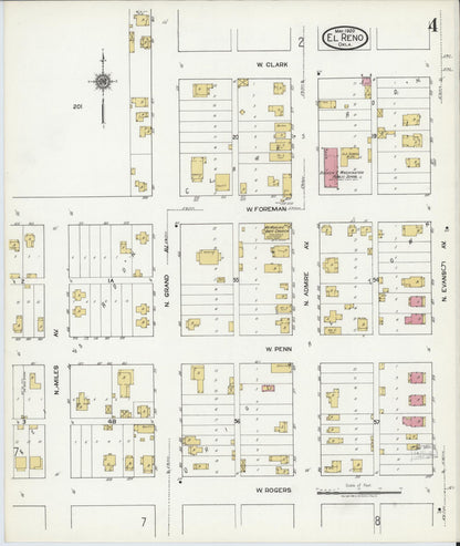 Sanborn Fire Insurance Map from El Reno, Canadian County, Oklahoma (1920), Sheet #0004 - Complete Map Set gallery image, historic Sanborn map, vintage wall art, Oklahoma Oklahoma