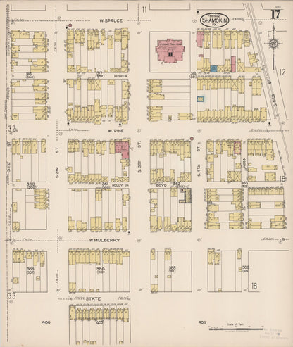 Sanborn Fire Insurance Map from Shamokin, Northumberland County, Pennsylvania (1922), Sheet #0017 - Historic Sanborn Fire Insurance Map Print, vintage old map wall art, antique decor, genealogy gift, Pennsylvania Pennsylvania map