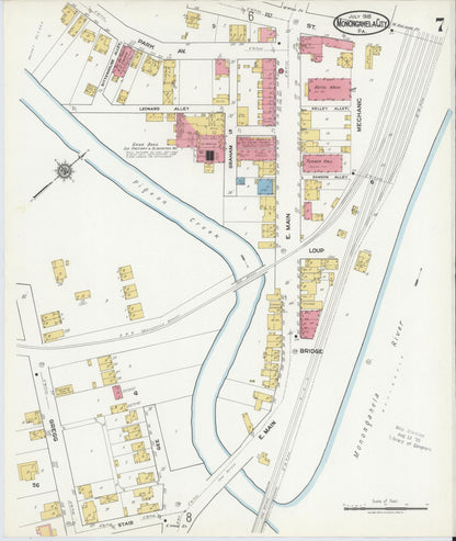 Sanborn Fire Insurance Map from Monongahela City, Washington County, Pennsylvania (1918), Sheet #0007 - Complete Map Set gallery image, historic Sanborn map, vintage wall art, Pennsylvania Pennsylvania
