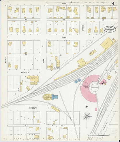 Sanborn Fire Insurance Map from Roodhouse, Greene County, Illinois (1906), Sheet #0004 - Historic Sanborn Fire Insurance Map Print, vintage old map wall art, antique decor, genealogy gift, Illinois Illinois map