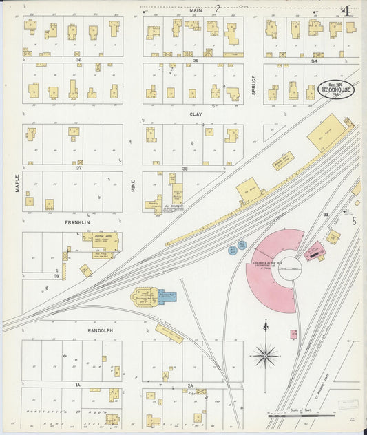 Sanborn Fire Insurance Map from Roodhouse, Greene County, Illinois (1906), Sheet #0004 - Historic Sanborn Fire Insurance Map Print, vintage old map wall art, antique decor, genealogy gift, Illinois Illinois map