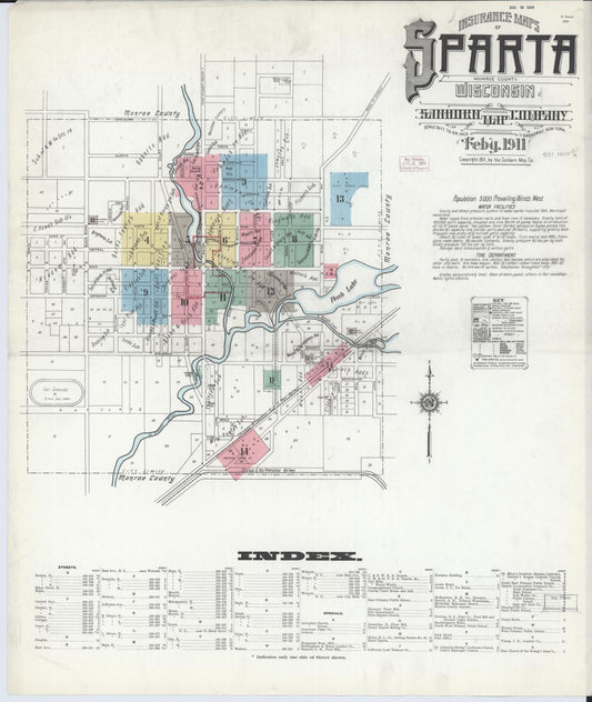 Sanborn Fire Insurance Map from Sparta, Monroe County, Wisconsin (1911), Sheet #0001 - Complete Map Set gallery image, historic Sanborn map, vintage wall art, Wisconsin Wisconsin