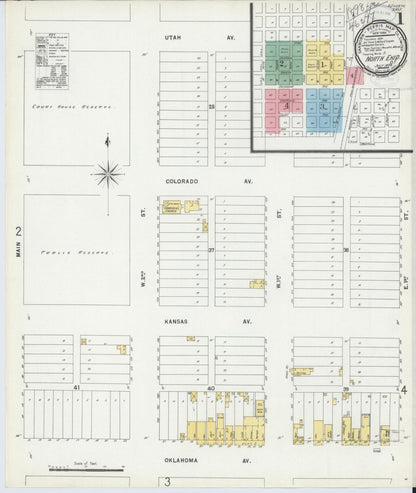 Sanborn Fire Insurance Map from North Enid, Garfield County, Oklahoma (1898), Sheet #0001 - Complete Map Set gallery image, historic Sanborn map, vintage wall art, Oklahoma Oklahoma