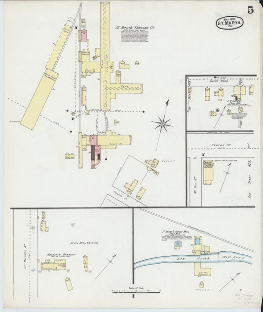 Sanborn Fire Insurance Map from Saint Marys, Elk County, Pennsylvania (1892), Sheet #0005 - Historic Sanborn Fire Insurance Map Print, vintage old map wall art, antique decor, genealogy gift, Pennsylvania Pennsylvania map
