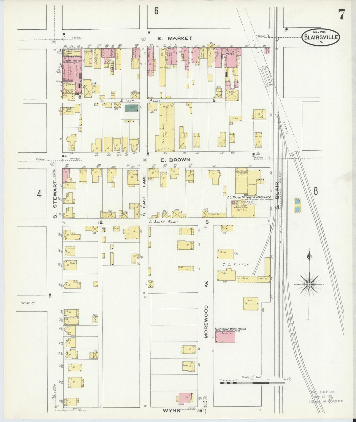 Sanborn Fire Insurance Map from Blairsville, Indiana County, Pennsylvania (1909), Sheet #0007 - Complete Map Set gallery image, historic Sanborn map, vintage wall art, Pennsylvania Pennsylvania