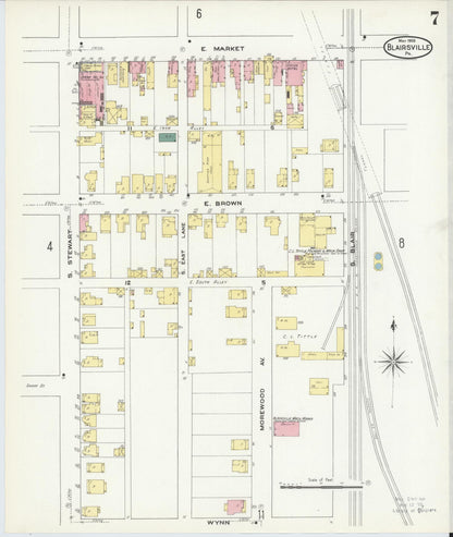 Sanborn Fire Insurance Map from Blairsville, Indiana County, Pennsylvania (1909), Sheet #0007 - Complete Map Set gallery image, historic Sanborn map, vintage wall art, Pennsylvania Pennsylvania