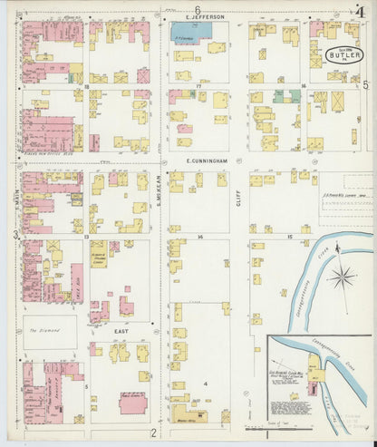 Sanborn Fire Insurance Map from Butler, Butler County, Pennsylvania (1896), Sheet #0004 - Complete Map Set gallery image, historic Sanborn map, vintage wall art, Pennsylvania Pennsylvania