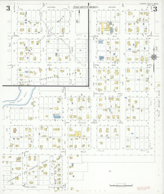 Sanborn Fire Insurance Map from Cannon Falls, Goodhue County, Minnesota (1938), Sheet #0003 - Historic Sanborn Fire Insurance Map Print, vintage old map wall art, antique decor, genealogy gift, Minnesota Minnesota map