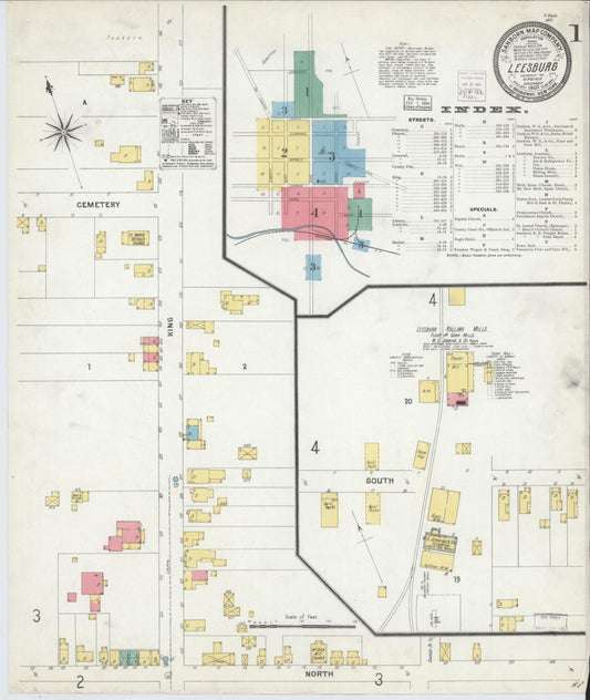 Sanborn Fire Insurance Map from Leesburg, Loudoun County, Virginia (1903), Sheet #0001 - Complete Map Set gallery image, historic Sanborn map, vintage wall art, Virginia Virginia