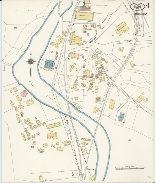 Sanborn Fire Insurance Map from Globe, Gila County, Arizona (1911), Sheet #0004 - Historic Sanborn Fire Insurance Map Print, vintage old map wall art, antique decor, genealogy gift, Arizona Arizona map