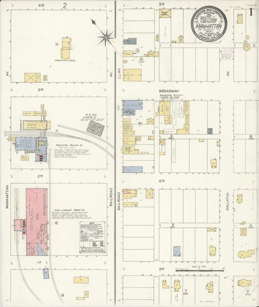 Sanborn Fire Insurance Map from Manhattan, Gallatin County, Montana (1907), Sheet #0001 - Historic Sanborn Fire Insurance Map Print, vintage old map wall art, antique decor, genealogy gift, Montana Montana map