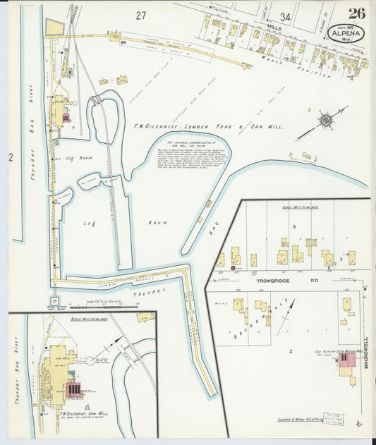 Sanborn Fire Insurance Map from Alpena, Alpena County, Michigan (1910), Sheet #0026 - Historic Sanborn Fire Insurance Map Print, vintage old map wall art, antique decor, genealogy gift, Michigan Michigan map