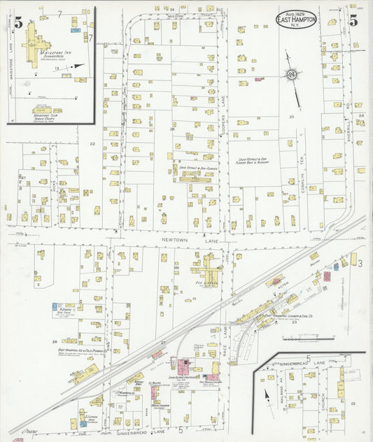 Sanborn Fire Insurance Map from Easthampton, Suffolk County, New York (1929), Sheet #0005 - Historic Sanborn Fire Insurance Map Print, vintage old map wall art, antique decor, genealogy gift, New York New York map
