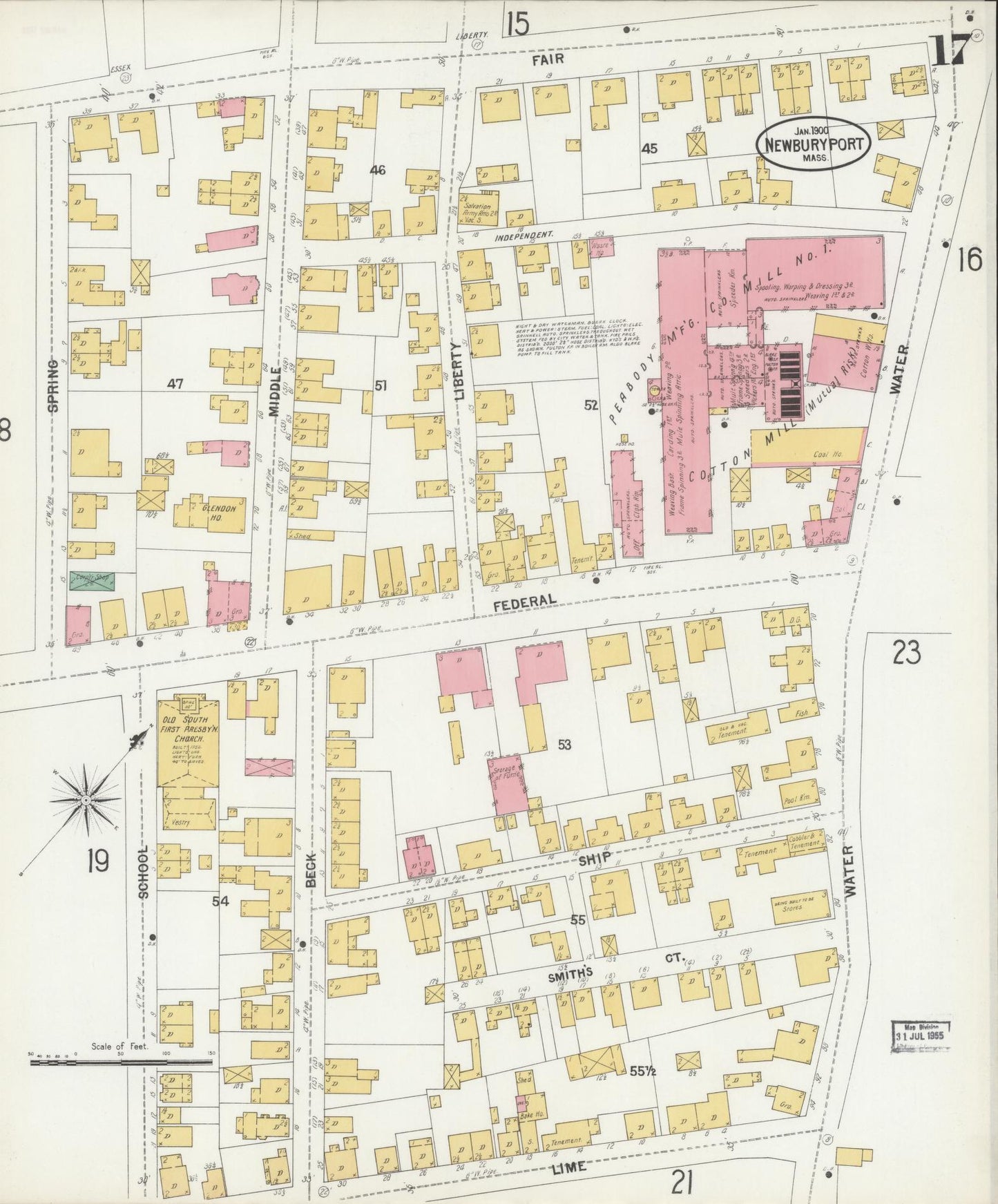 Sanborn Fire Insurance Map from Newburyport, Essex County, Massachusetts (1900), Sheet #0017 - Complete Map Set gallery image, historic Sanborn map, vintage wall art, Massachusetts Massachusetts