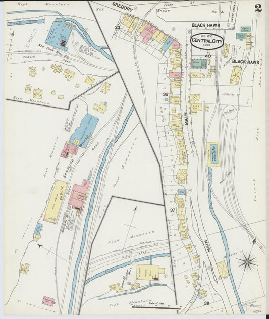 Sanborn Fire Insurance Map from Central City, Gilpin County, Colorado (1890), Sheet #0002 - Historic Sanborn Fire Insurance Map Print, vintage old map wall art, antique decor, genealogy gift, Colorado Colorado map