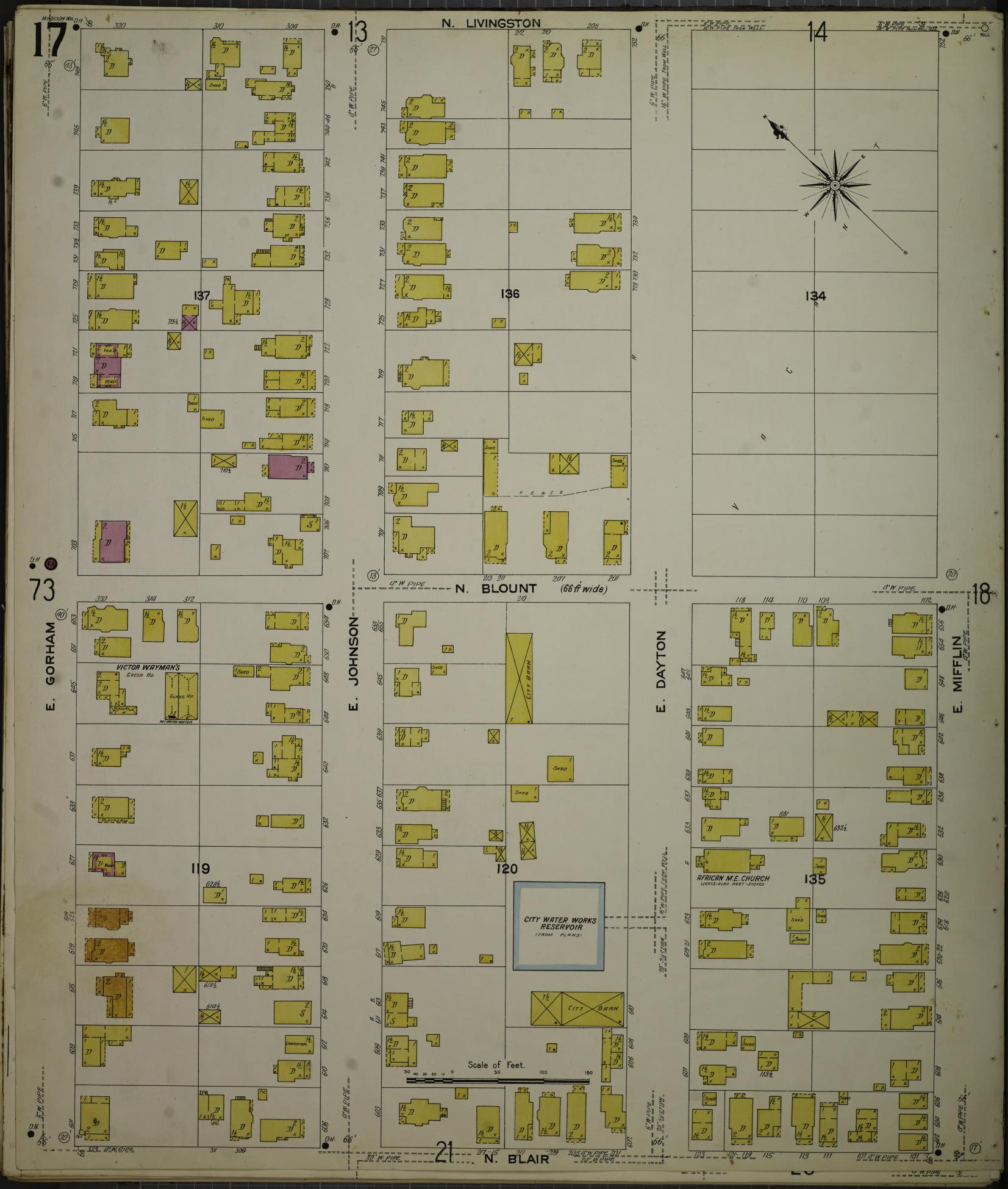 Sanborn Fire Insurance Map from Madison, Dane County, Wisconsin (1908), Sheet #0017 - Complete Map Set gallery image, historic Sanborn map, vintage wall art, Wisconsin Wisconsin
