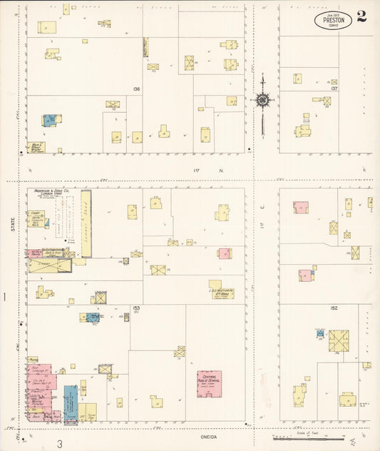 Sanborn Fire Insurance Map from Preston, Franklin County, Idaho (1915), Sheet #0002 - Historic Sanborn Fire Insurance Map Print, vintage old map wall art, antique decor, genealogy gift, Idaho Idaho map